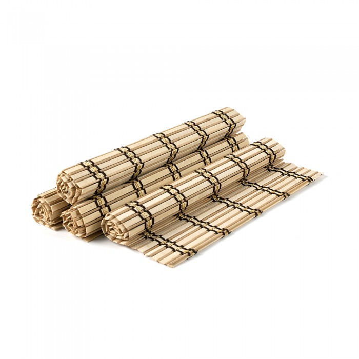 Set placemat bambus, cu dungi, 4 buc./set, crem